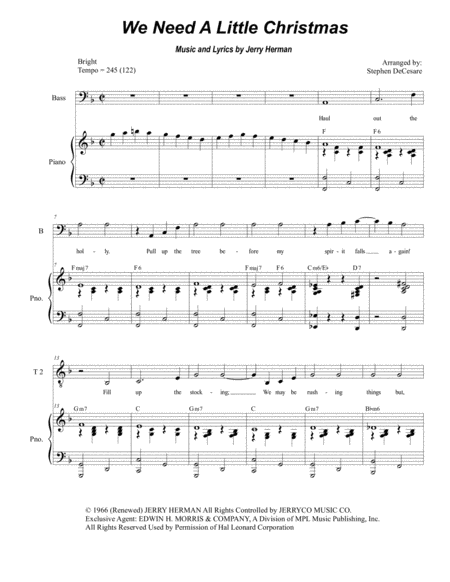 We Need A Little Christmas For Ttb Sheet Music