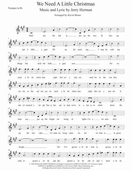 We Need A Little Christmas Original Key Trumpet Sheet Music