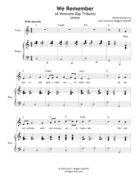 We Remember A Veterans Day Tribute Sheet Music