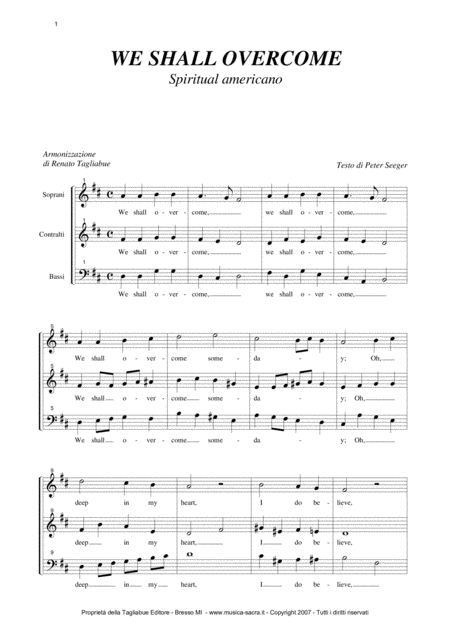 We Shall Overcome Arr For Sab Choir Sheet Music