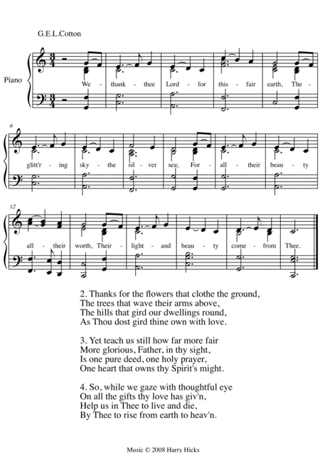 We Thank Thee Lord A New Tune To A Wonderful Old Hymn Sheet Music