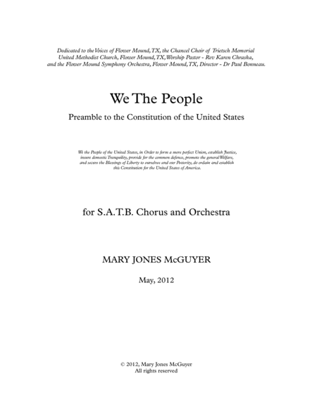 Free Sheet Music We The People Preamble To The Constitution Of The United States Fors At B Chorus And Orchestra