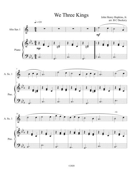 Free Sheet Music We Three Kings Alto Sax Solo With Optional Piano Accompaniment