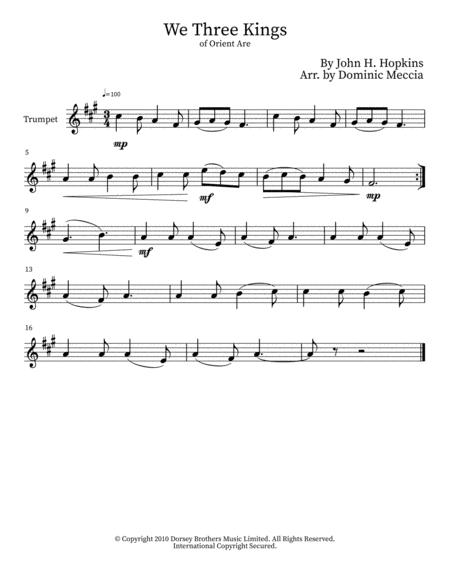 Free Sheet Music We Three Kings Of Orient Are Trumpet Clarinet Tenor Sax Soprano Sax