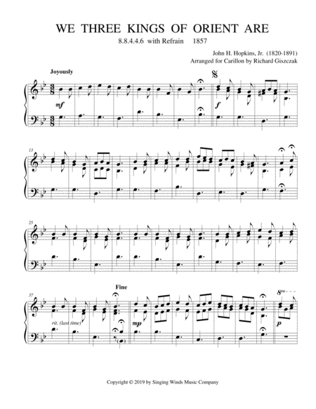 Free Sheet Music We Three Kings Of Orient Are