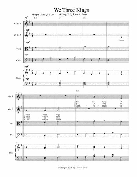 Free Sheet Music We Three Kings Strings And Piano With Parts