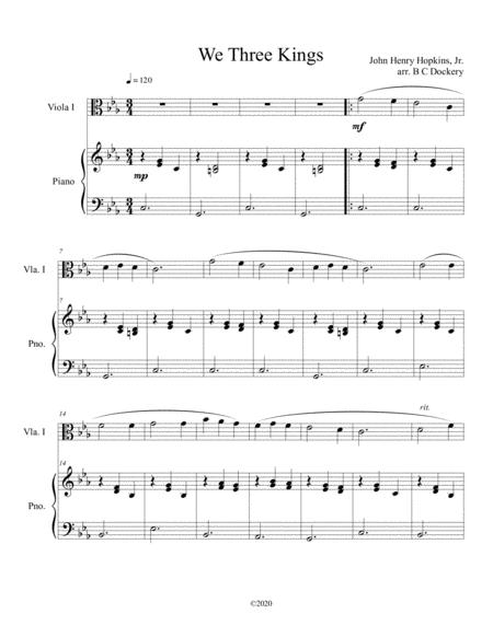 We Three Kings Viola Solo With Optional Piano Accompaniment Sheet Music