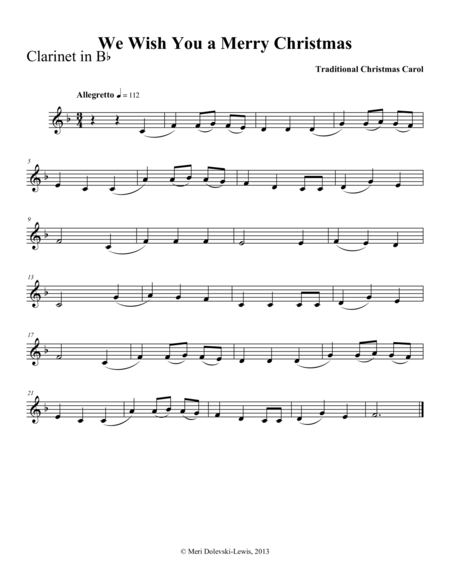 Free Sheet Music We Wish You A Merry Christmas Clarinet Piano