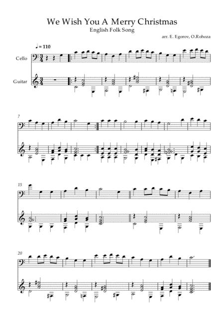 Free Sheet Music We Wish You A Merry Christmas English Folk Song For Cello Guitar