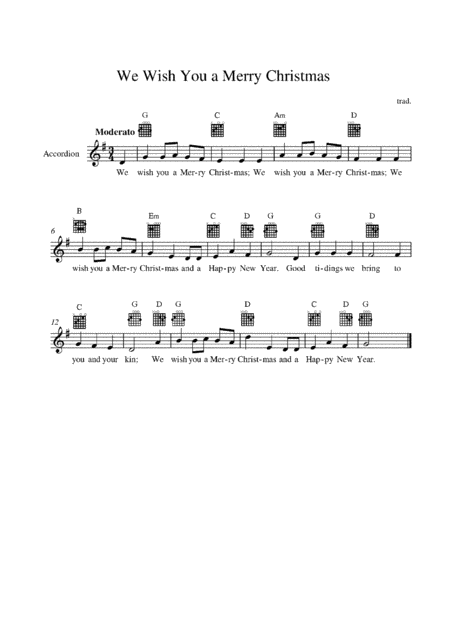 Free Sheet Music We Wish You A Merry Christmas For Accordion