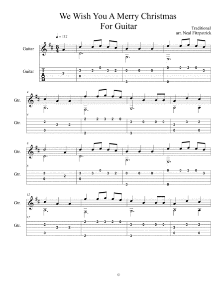 We Wish You A Merry Christmas For Guitar Sheet Music