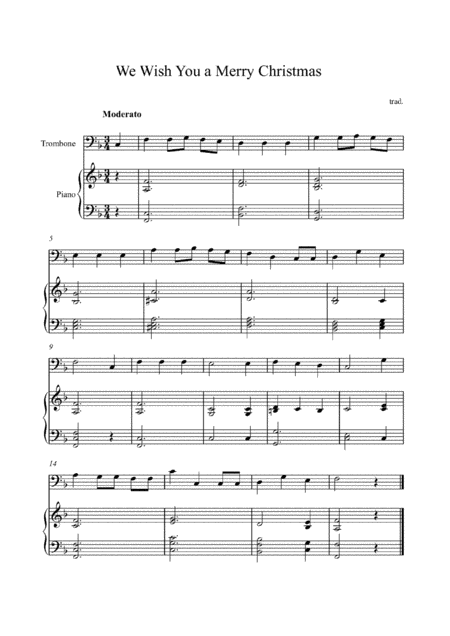 We Wish You A Merry Christmas For Trombone With Piano Accompaniment Sheet Music