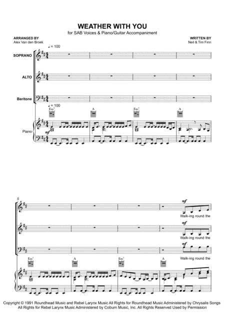 Weather With You Sab With Piano Accompaniment Sheet Music