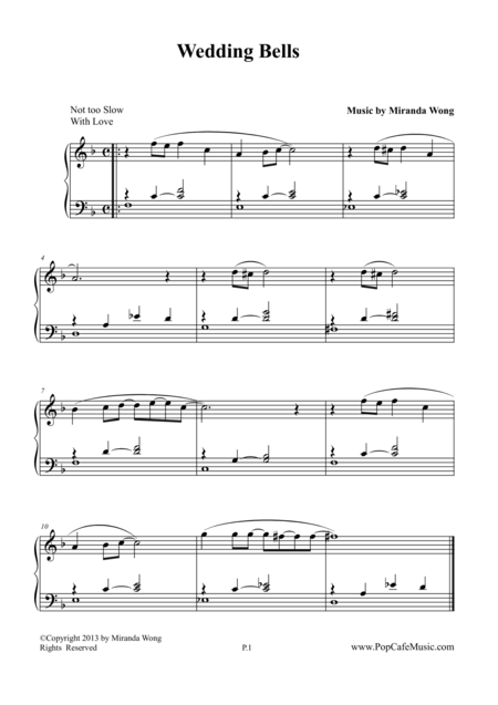 Wedding Bells Romantic Piano Music Sheet Music