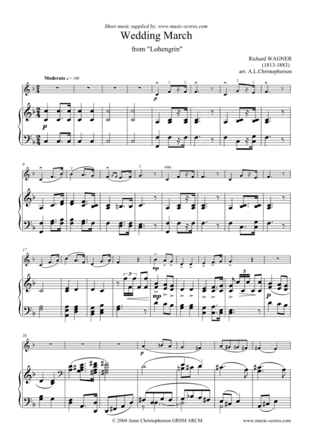 Free Sheet Music Wedding March From Lohengrin Violin And Piano