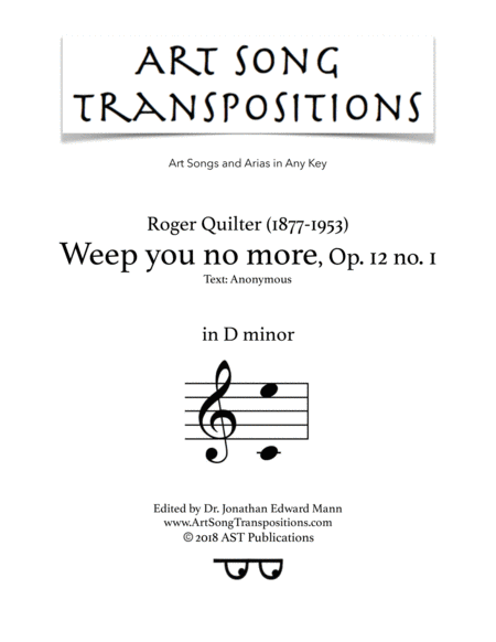 Free Sheet Music Weep You No More Op 12 No 1 D Minor