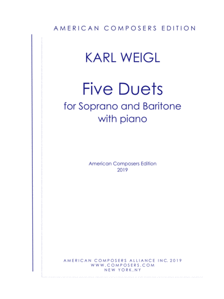 Weiglk Five Duets For Soprano And Baritone Sheet Music