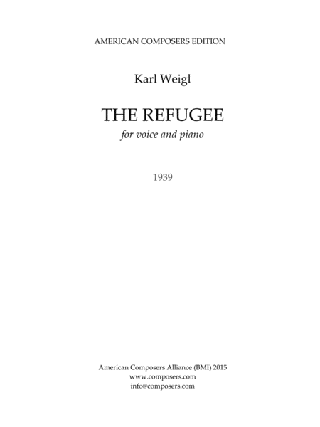 Weiglk The Refugee Sheet Music