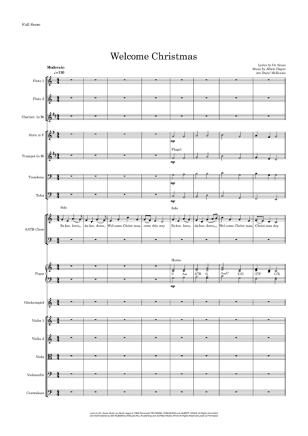 Free Sheet Music Welcome Christmas How The Grinch Stole Christmas Satb Choir And Chamber Orchestra