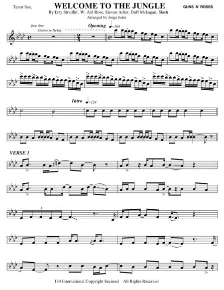 Free Sheet Music Welcome To The Jungle Tenor Sax