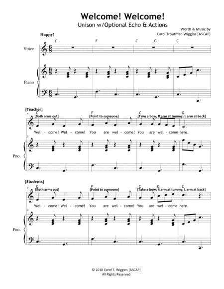 Welcome Welcome Sheet Music