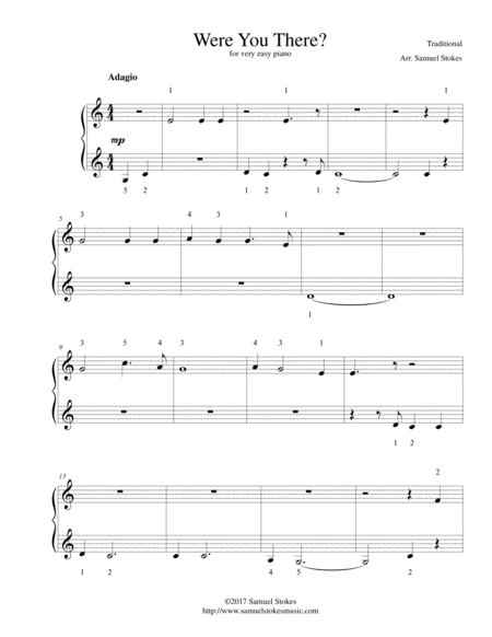 Were You There For Very Easy Piano Sheet Music