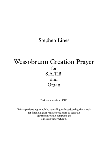 Free Sheet Music Wessobrunn Creation Prayer