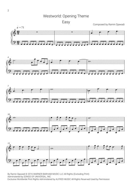 Free Sheet Music Westworld Opening Theme Easy