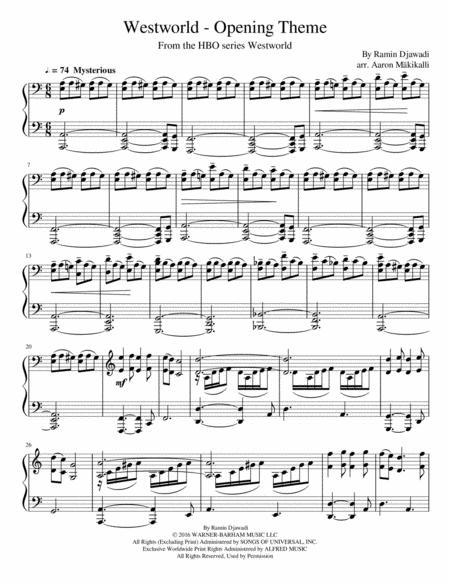 Westworld Opening Theme Sheet Music