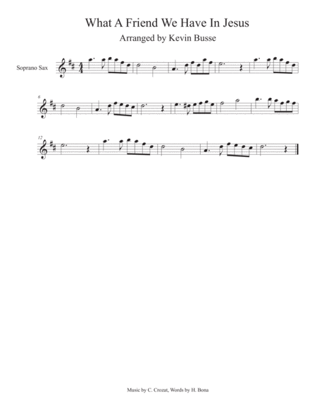 What A Friend We Have In Jesus Soprano Sax Sheet Music