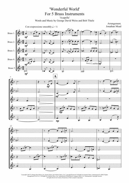 What A Wonderful World Acapella For 5 Brass Instruments All Instruments In The Same Key Sheet Music