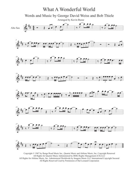 What A Wonderful World Alto Sax Sheet Music