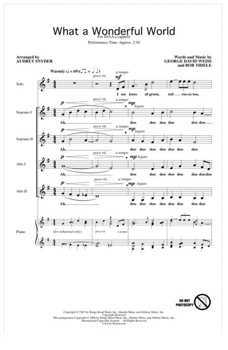 What A Wonderful World Arr Audrey Snyder Sheet Music