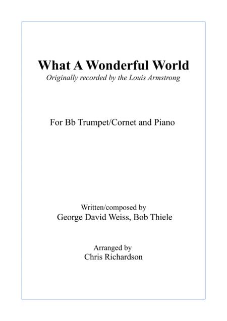 Free Sheet Music What A Wonderful World Bb Trumpet Cornet And Piano