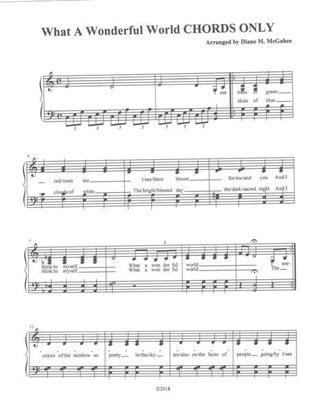 What A Wonderful World Chord Accompaniment Sheet Music