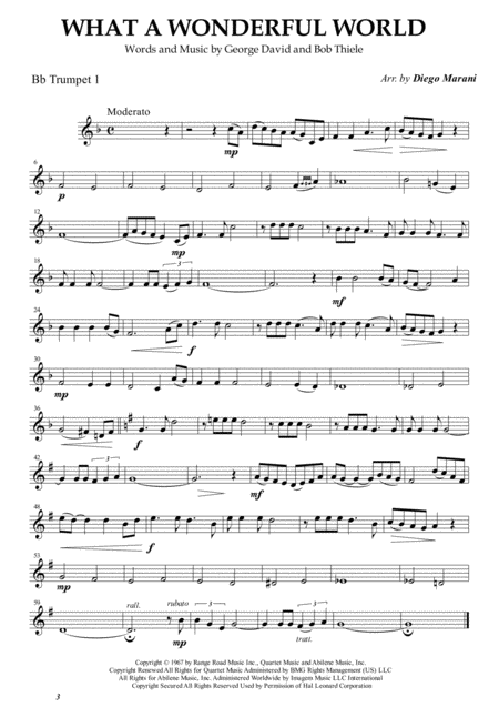 What A Wonderful World For Brass Quartet Sheet Music