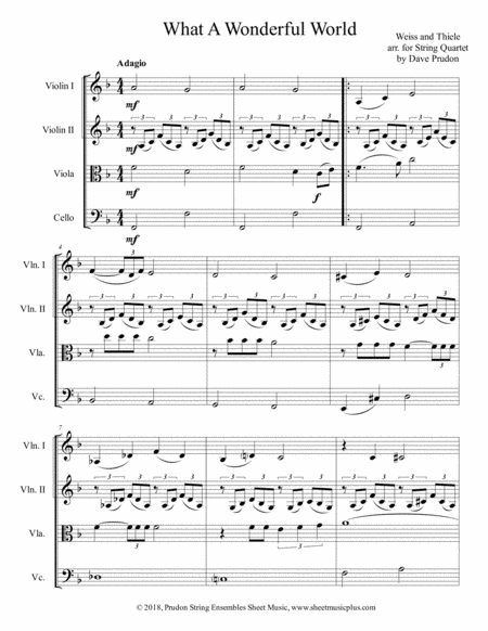 What A Wonderful World For String Quartet Sheet Music