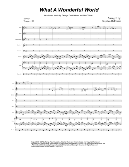 Free Sheet Music What A Wonderful World For Woodwind Quintet