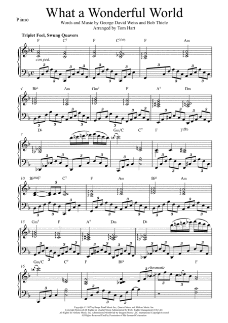 What A Wonderful World Rhythm Section Parts Sheet Music