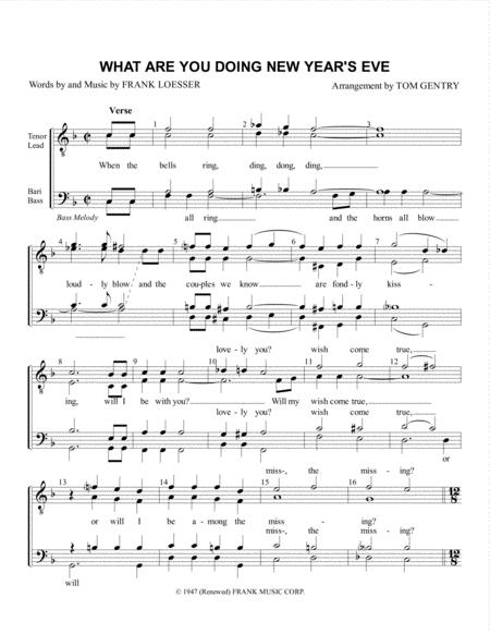 What Are You Doing New Years Eve Ttbb Sheet Music