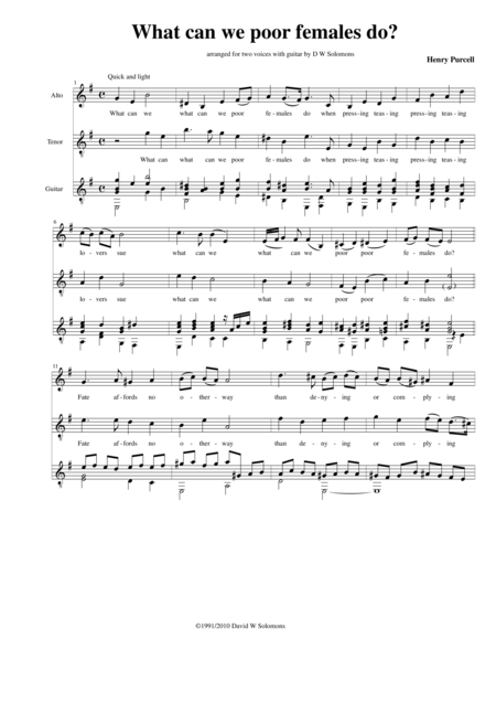 What Can We Poor Females Do Version In E Minor For Two Voices And Guitar Sheet Music