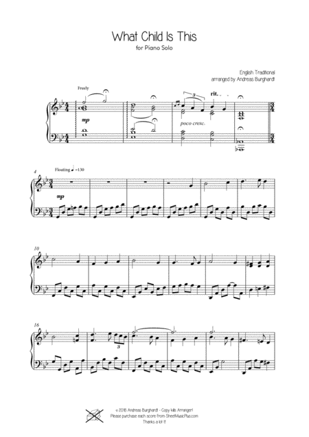 Free Sheet Music What Child Is This Christmas Piano Solo