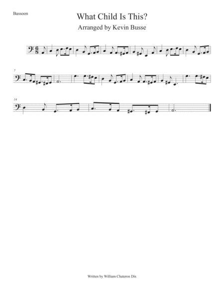 Free Sheet Music What Child Is This Easy Key Of C Bassoon