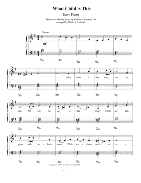 Free Sheet Music What Child Is This Easy Piano