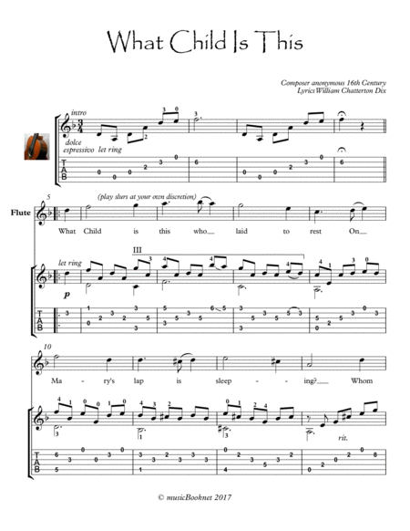 Free Sheet Music What Child Is This Flute And Guitar Duet