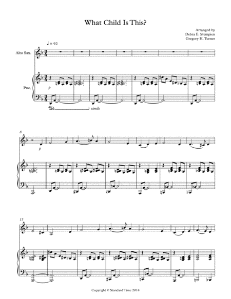 What Child Is This For Alto Sax Solo With Piano Accompaniment Sheet Music