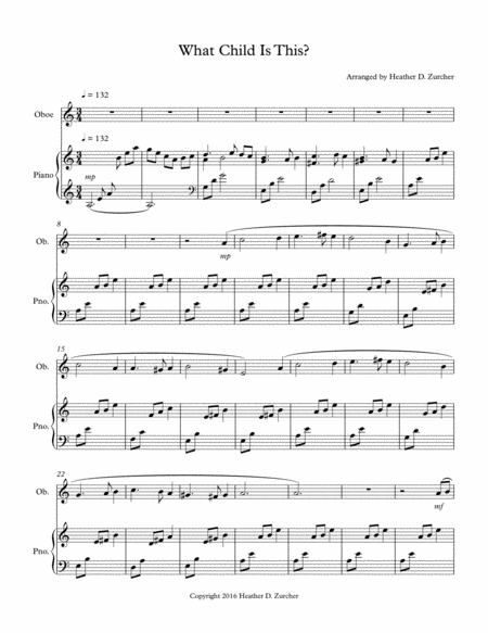 Free Sheet Music What Child Is This Oboe Solo