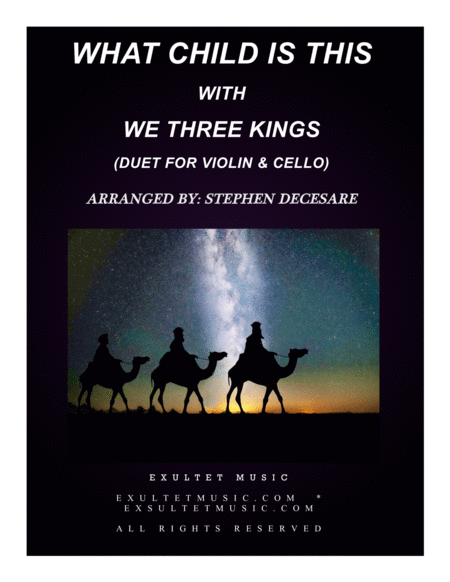 Free Sheet Music What Child Is This With We Three Kings Duet For Violin And Cello