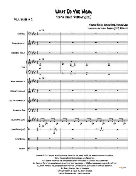 Free Sheet Music What Do You Mean Justin Bieber Full Score Set Of Parts
