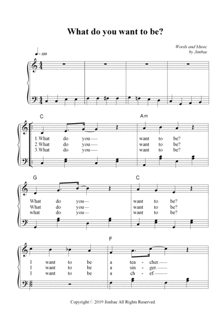 Free Sheet Music What Do You Want To Be Nursery Rhymes For Easy Piano